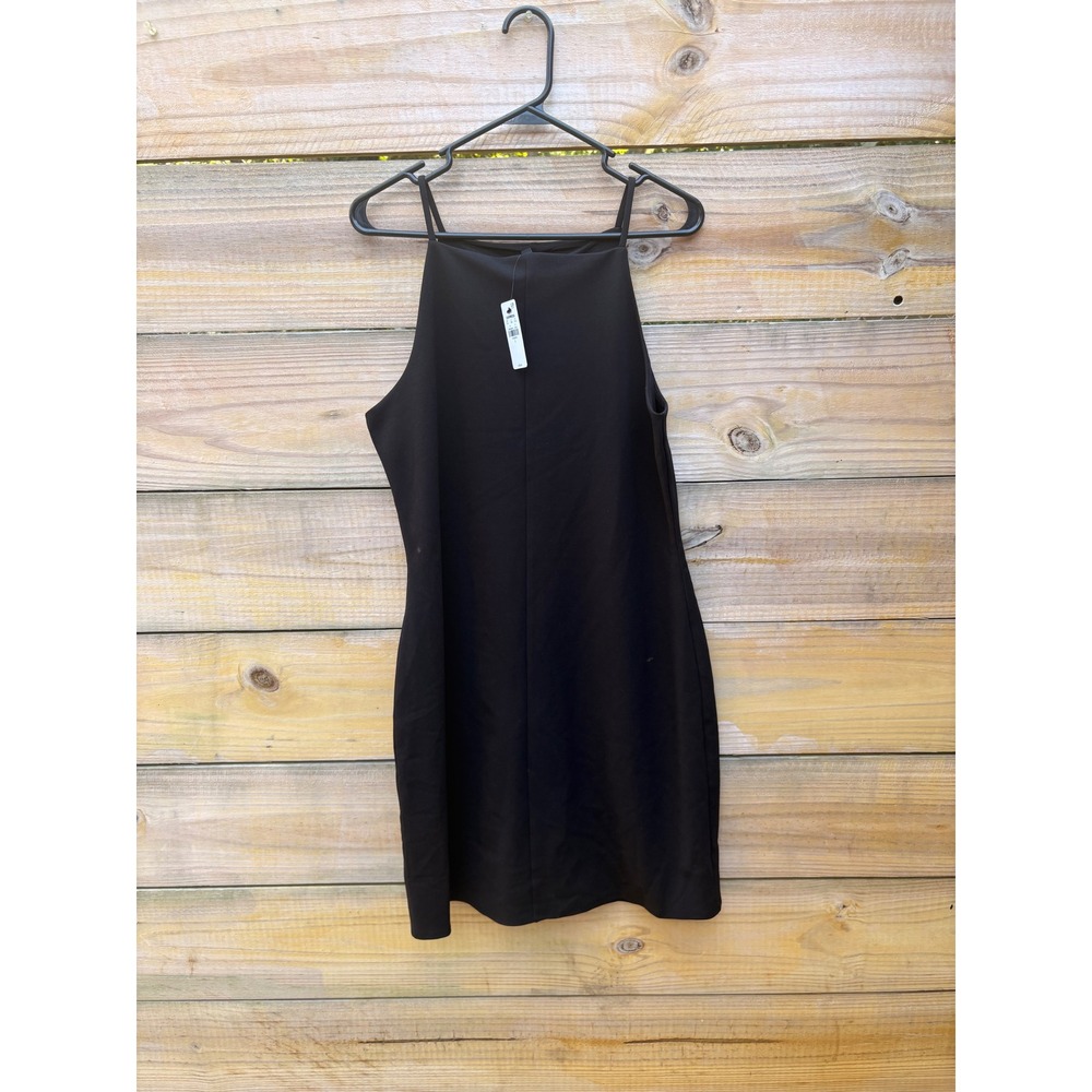 Express Womens Black High Neck Spaghetti Strap Mini Dress Size L 07802905